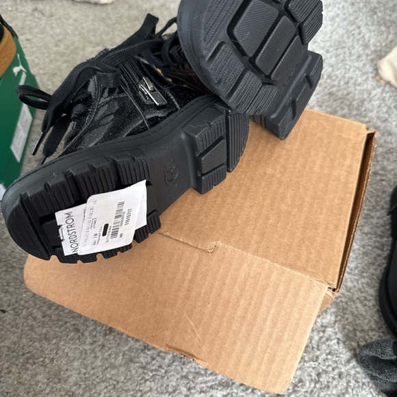 UGG Kids Shiny Black Boots - Picture 2 of 3